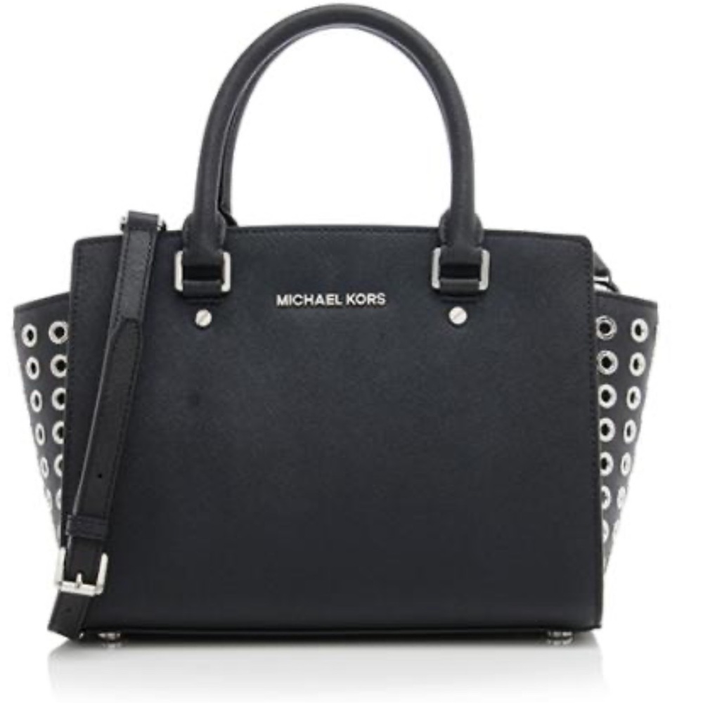 Modern Black MICHAEL Michael Kors Selma Grommet Medium shoulder, crossbody bag